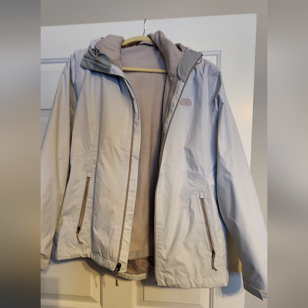 Like new pale gray trench North Face